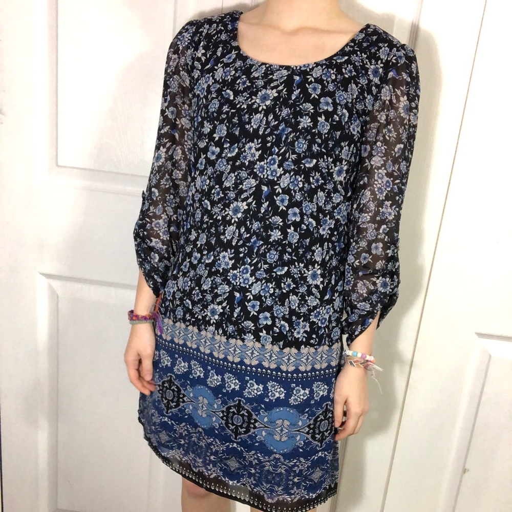Blue Floral Shift Dress